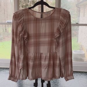 Loft blush rose plaid blouse
